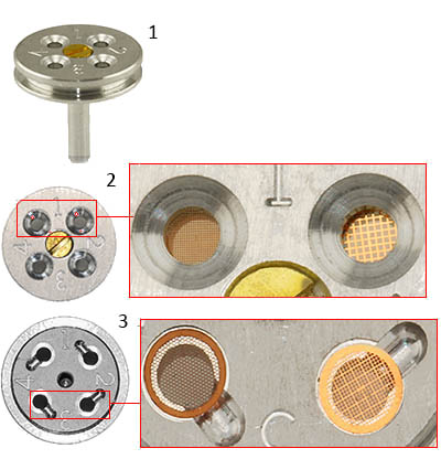 EM-Tec TG4 pin stub based TEM grid holder for up to four TEM grids